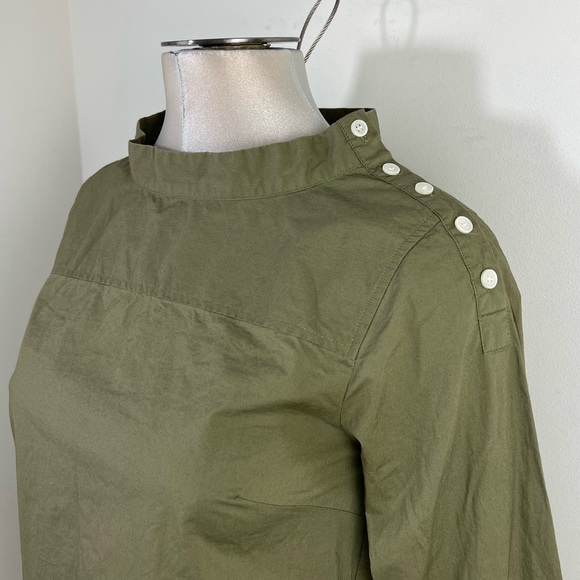 J. Crew Funnel Neck Shirt Blouse Top in Green Size 0 lagenlook - Picture 9 of 12